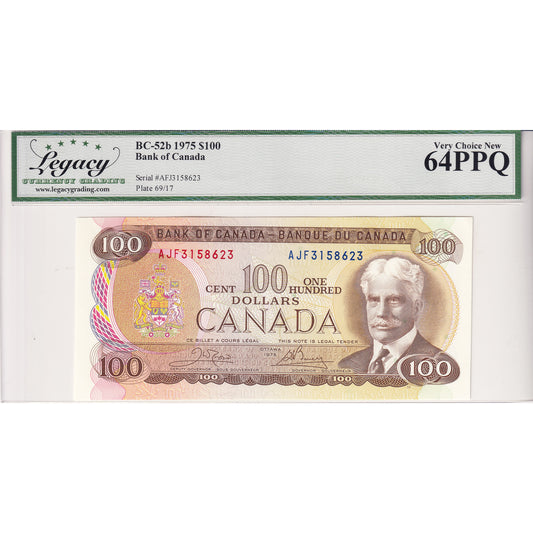 BC-52b 1975 Canada $100 Crow-Bouey, AF Legacy Certified CUNC-64 PPQ