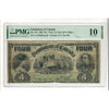 DC-17b 1902 Dominion $4 Various-Boville, FOUR at Top, Series A, Check B, PMG Cert VG10