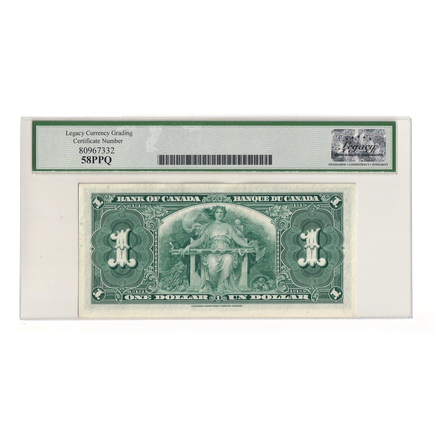 BC-21c 1937 Canada $1 Gordon-Towers, Wide Signature Panel, J/M Legacy Certified AU58 PPQ