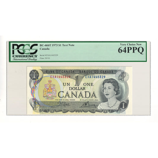 BC-46bT 1973 Canada $1 Crow-Bouey, Test Note, EXA PCGS Certified CUNC64 PPQ