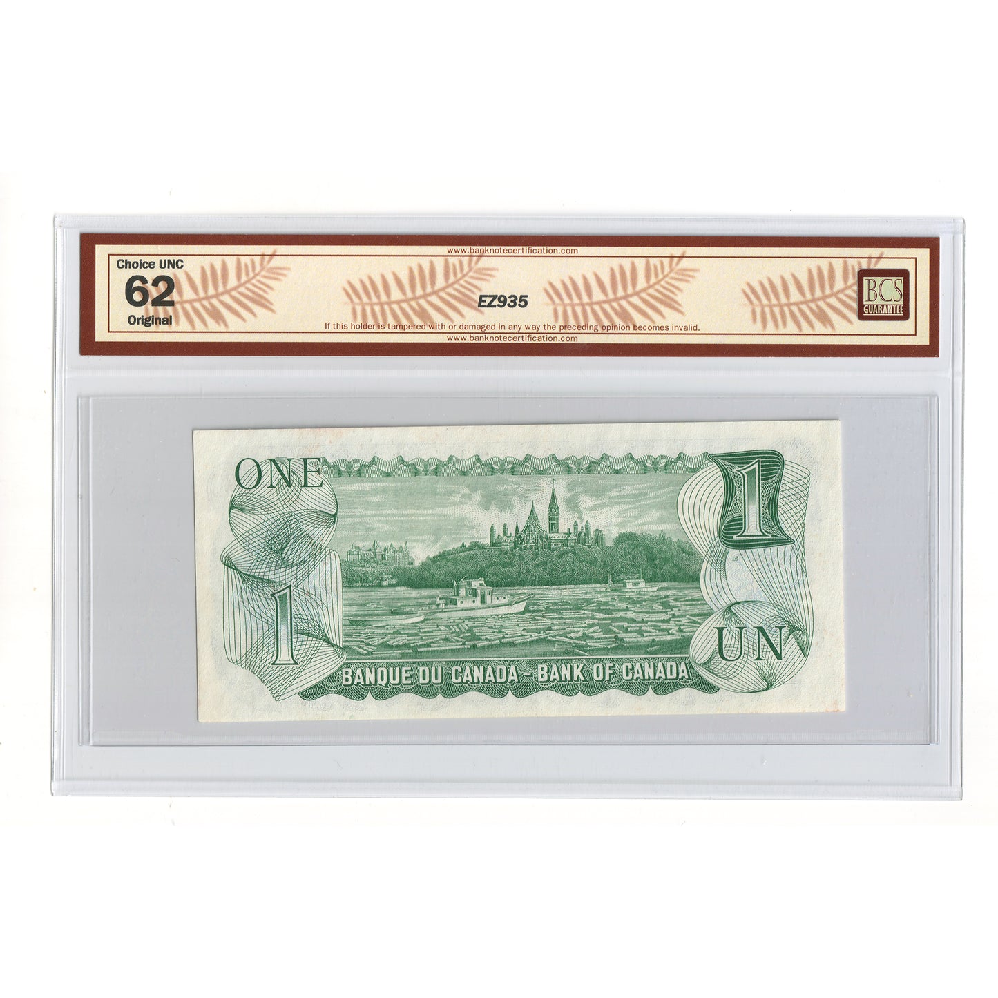 BC-46bT 1973 Canada $1 Crow-Bouey, Test Note, EXA BCS Certified CUNC62 Original