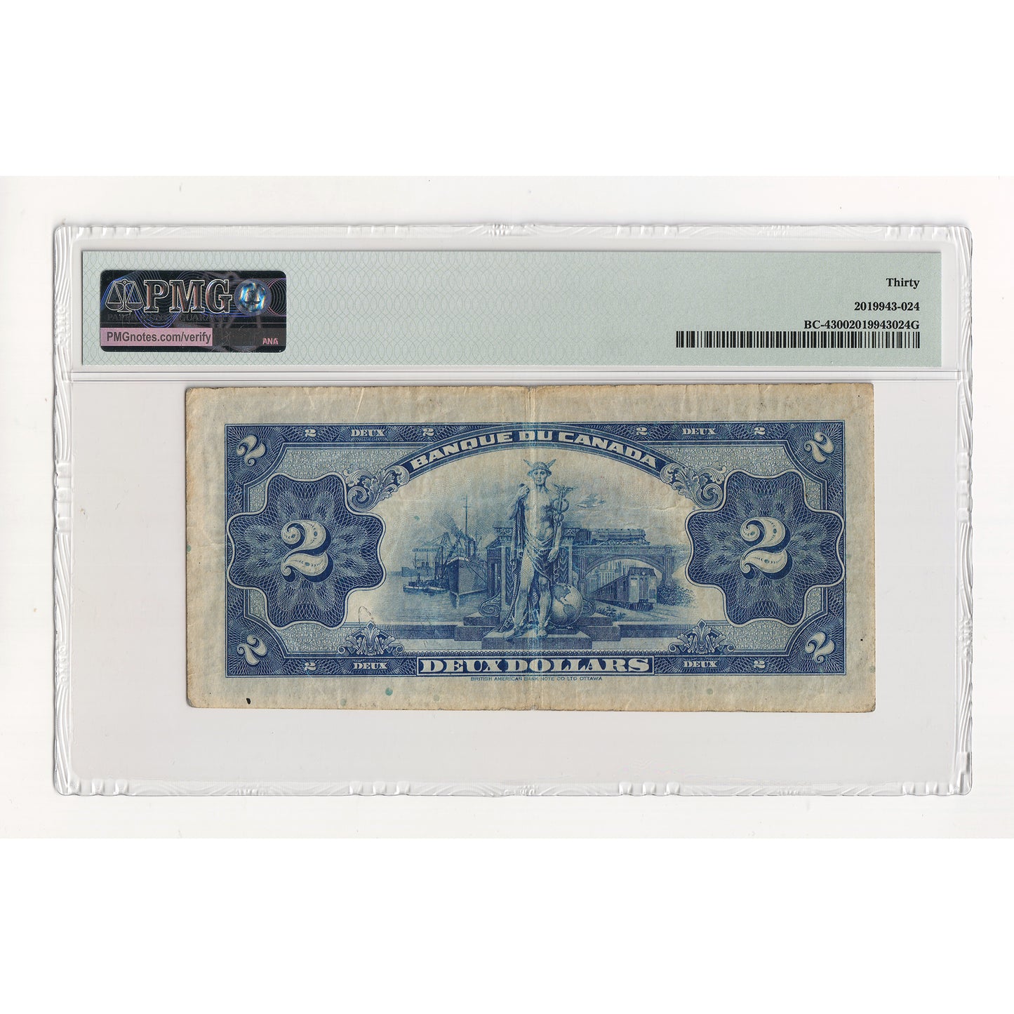 BC-4 1935 Canada $2 Osborne-Towers, French, Check Letter A, PMG Certified VF30