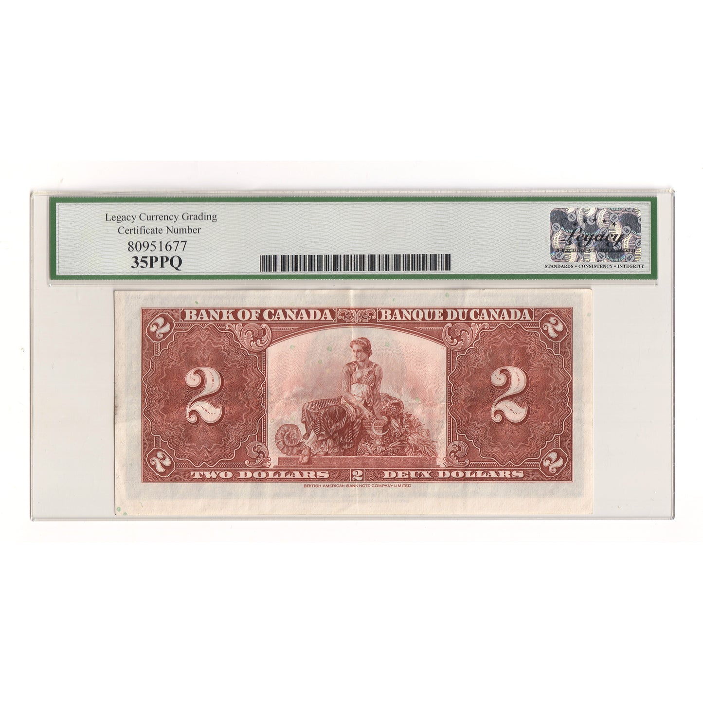 BC-22c 1937 Canada $2 Coyne-Towers, J/R Legacy Certified VF35 PPQ