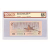 BC-55c-i-N1-iii 1986 Canada $2 B-T, 4 Digit RADAR EGT5769675 BCS Cert GUNC65 Original