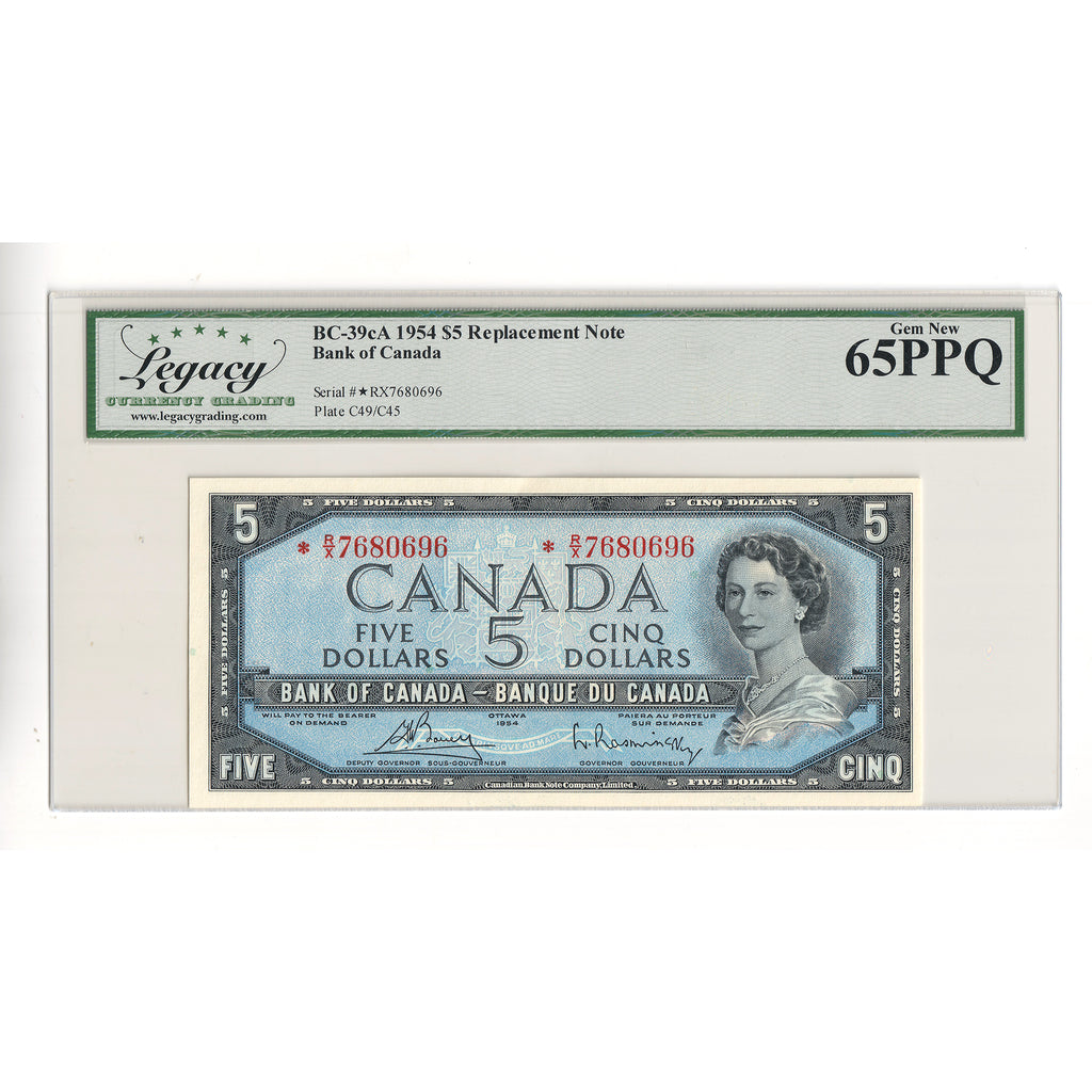 BC-39cA 1954 Canada $5 B-R, Modified, Replacement, *R/X Above 7.64M Legacy Cert GUNC65 PPQ