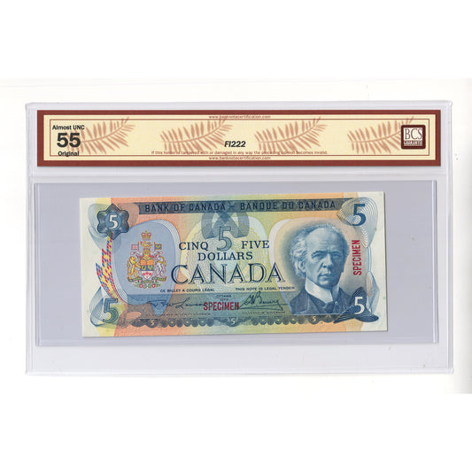 BC-53aS 1979 Canada $5 Lawson-Bouey, Specimen 799 BCS Certified AU55 Original