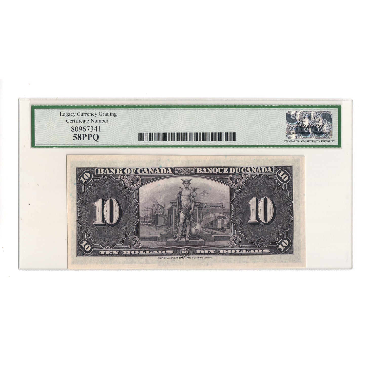 BC-24b 1937 Canada $10 Gordon-Towers, E/D Legacy Certified AU58 PPQ