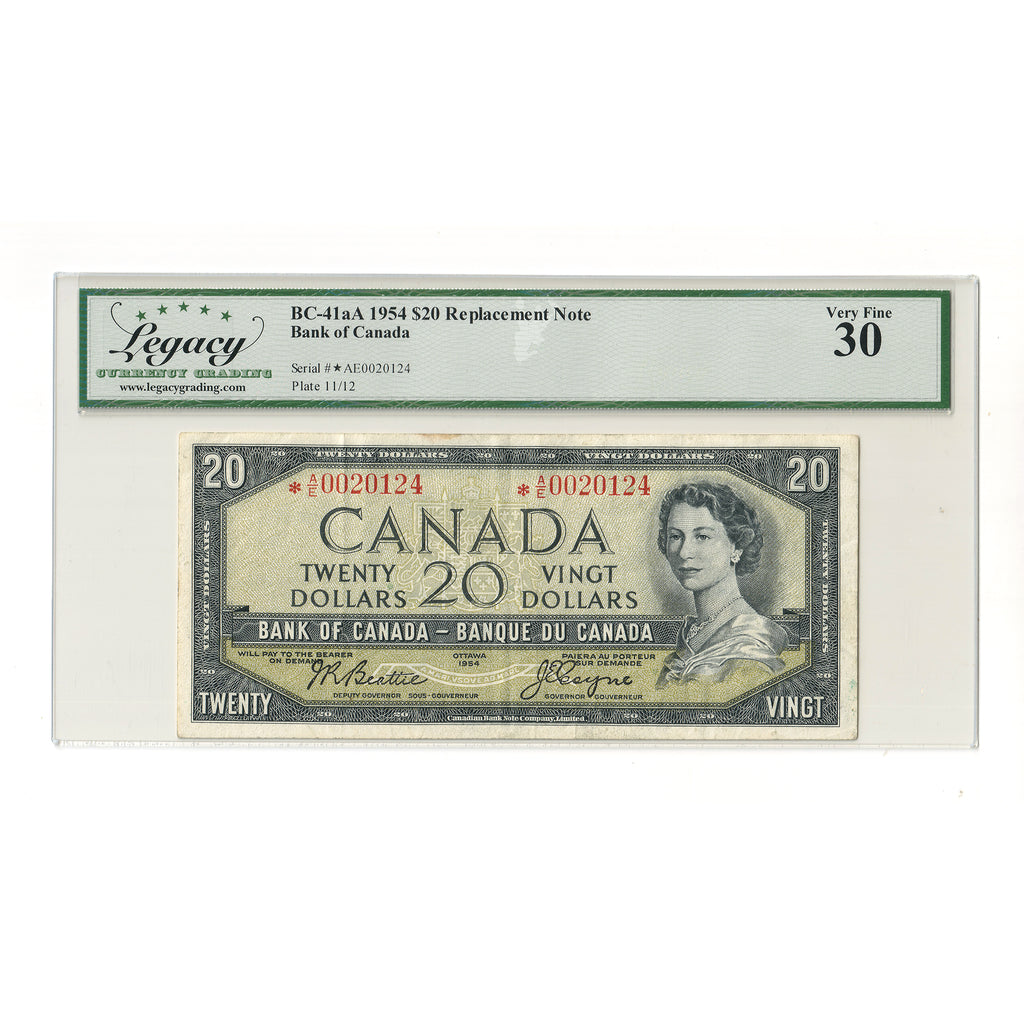 BC-41aA 1954 Canada $20 Beattie-Coyne, Modified, Replacement, *AE Legacy Certified VF30