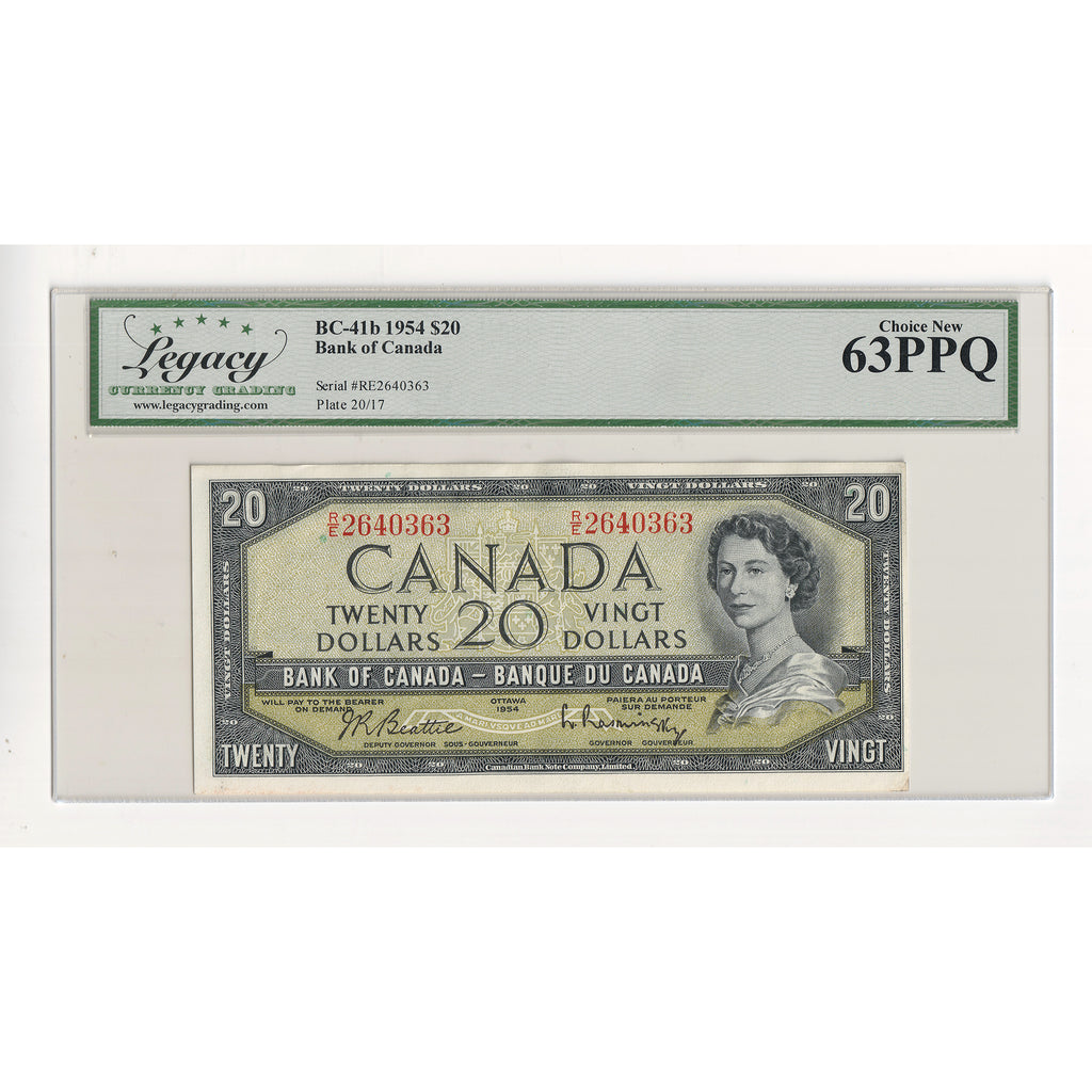 BC-41b 1954 Canada $20 Beattie-Rasminsky, Modified, R/E Legacy Certified CUNC63 PPQ