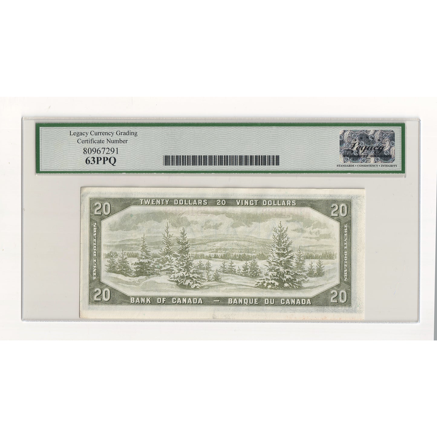 BC-41b 1954 Canada $20 Beattie-Rasminsky, Modified, R/E Legacy Certified CUNC63 PPQ