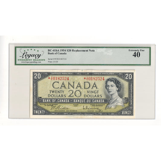 BC-41bA 1954 Canada $20 Beattie-Rasminsky, Replacement, *V/E Legacy Certified EF40