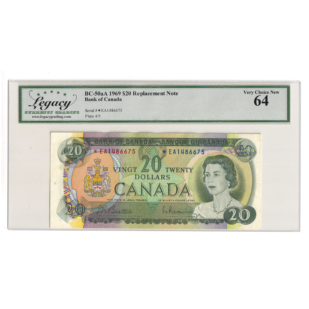 BC-50aA 1969 Canada $20 Beattie-Rasminsky, Replacement, *EA Legacy Certified CUNC64