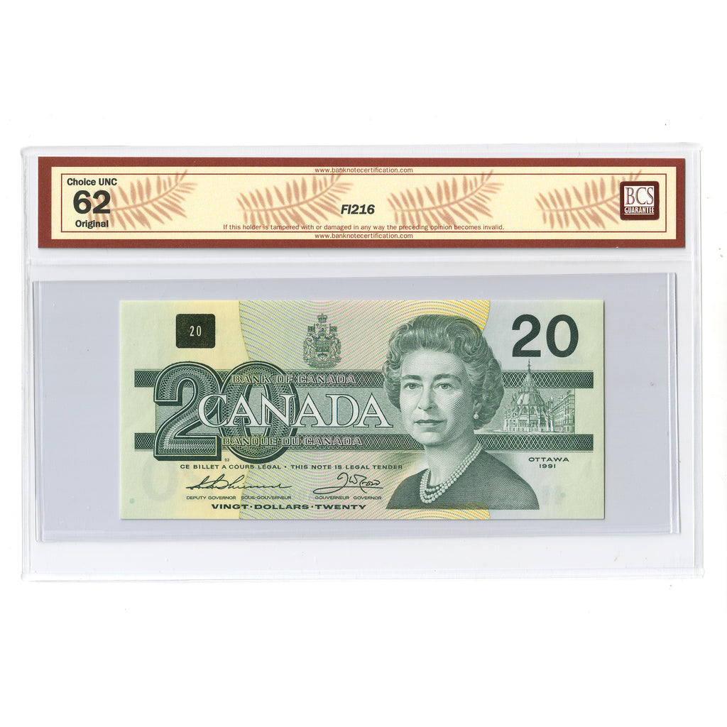 BC-58a-ii-N5-iv 1991 Canada $20 T-C, Low Serial #AIA0000170 BCS Certified CUNC62 Original
