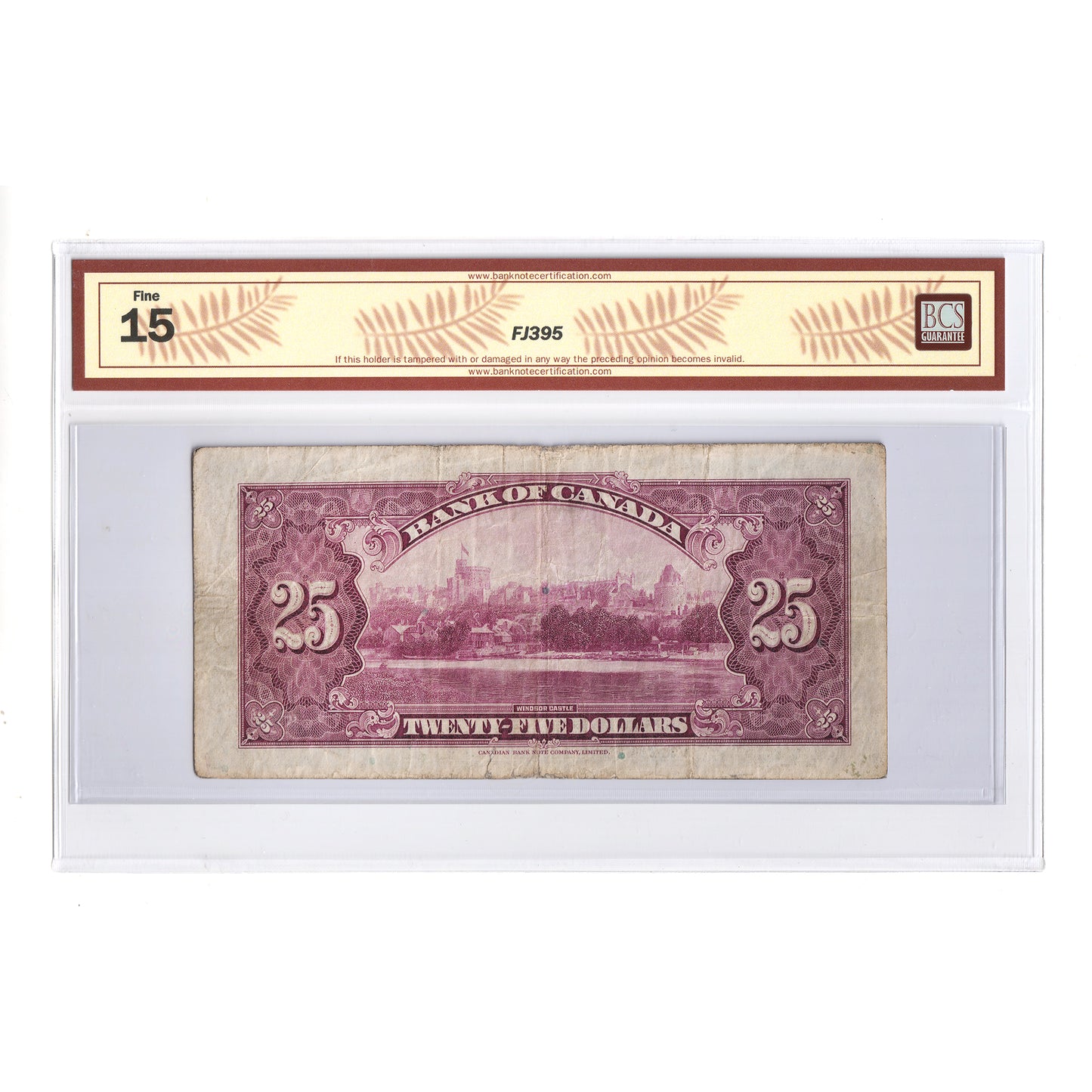BC-11 1935 Canada $25 Osborne-Towers, English, Check A, BCS Certified F15 (tear) RARE