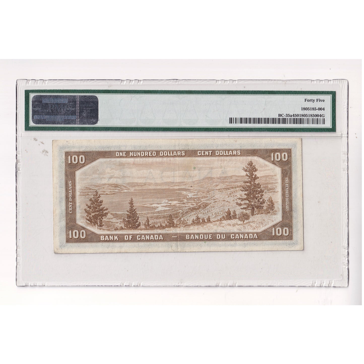 BC-35a 1954 Canada $100 Coyne-Towers, Devil's Face, A/J PMG Certified EF45