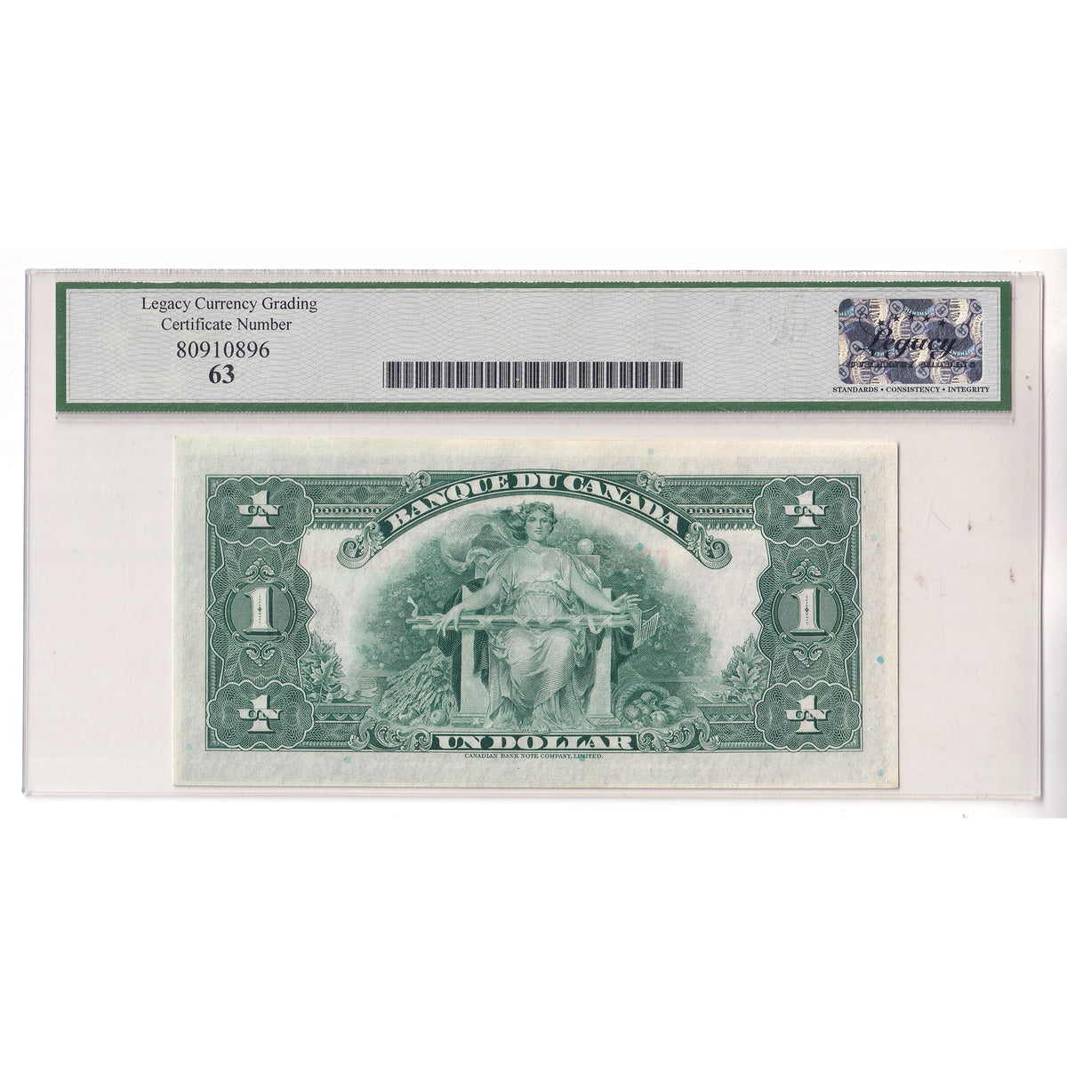 BC-2 1935 Canada $1 Osborne-Towers, French, Series F, Check C Legacy Certified CUNC63