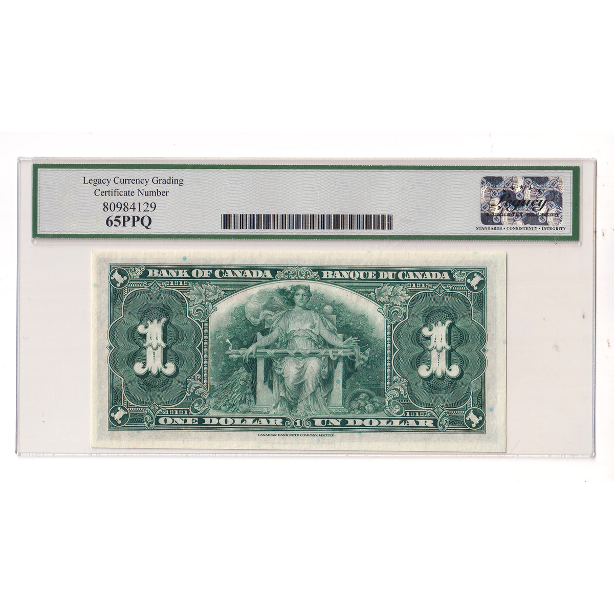 BC-21a 1937 Canada $1 Osborne-Towers, B/A Legacy Certified GUNC65 PPQ
