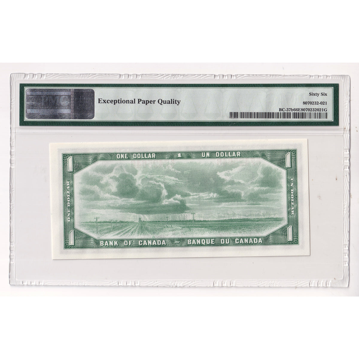 BC-37b 1954 Canada $1 Beattie-Rasminsky, Modified Portrait, H/N PMG Certified GUNC66 EPQ