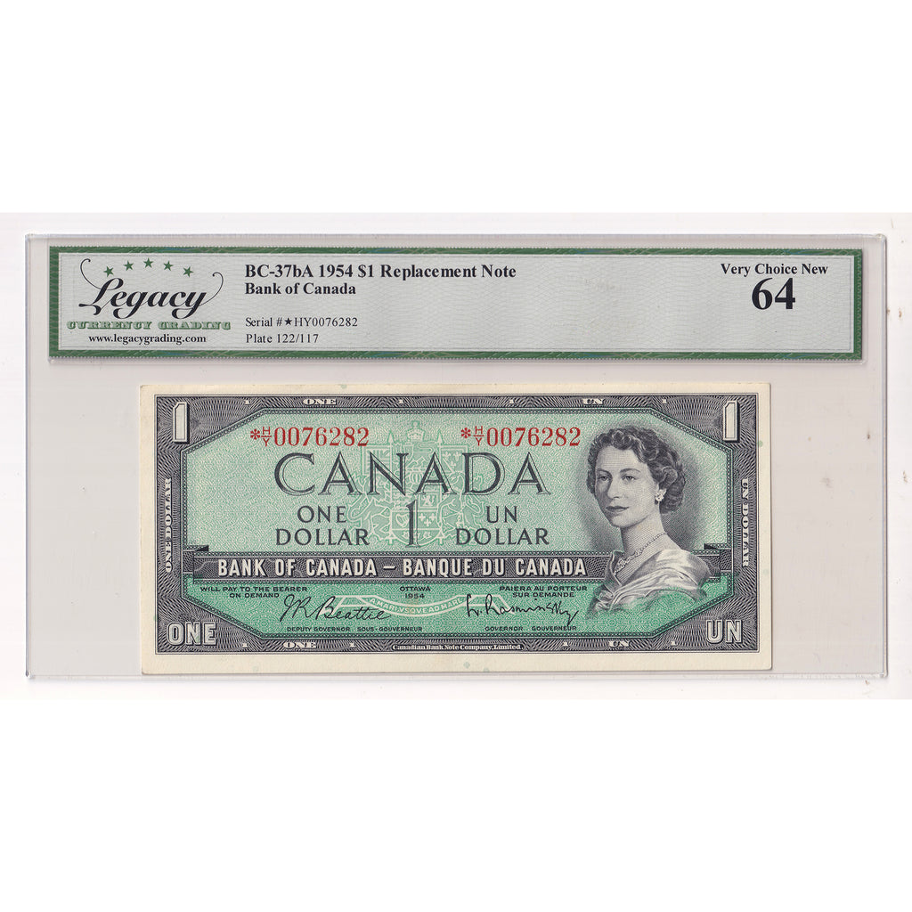 BC-37bA 1954 Canada $1 Beattie-Rasminsky, Replacement, *H/Y Legacy Certified CUNC64