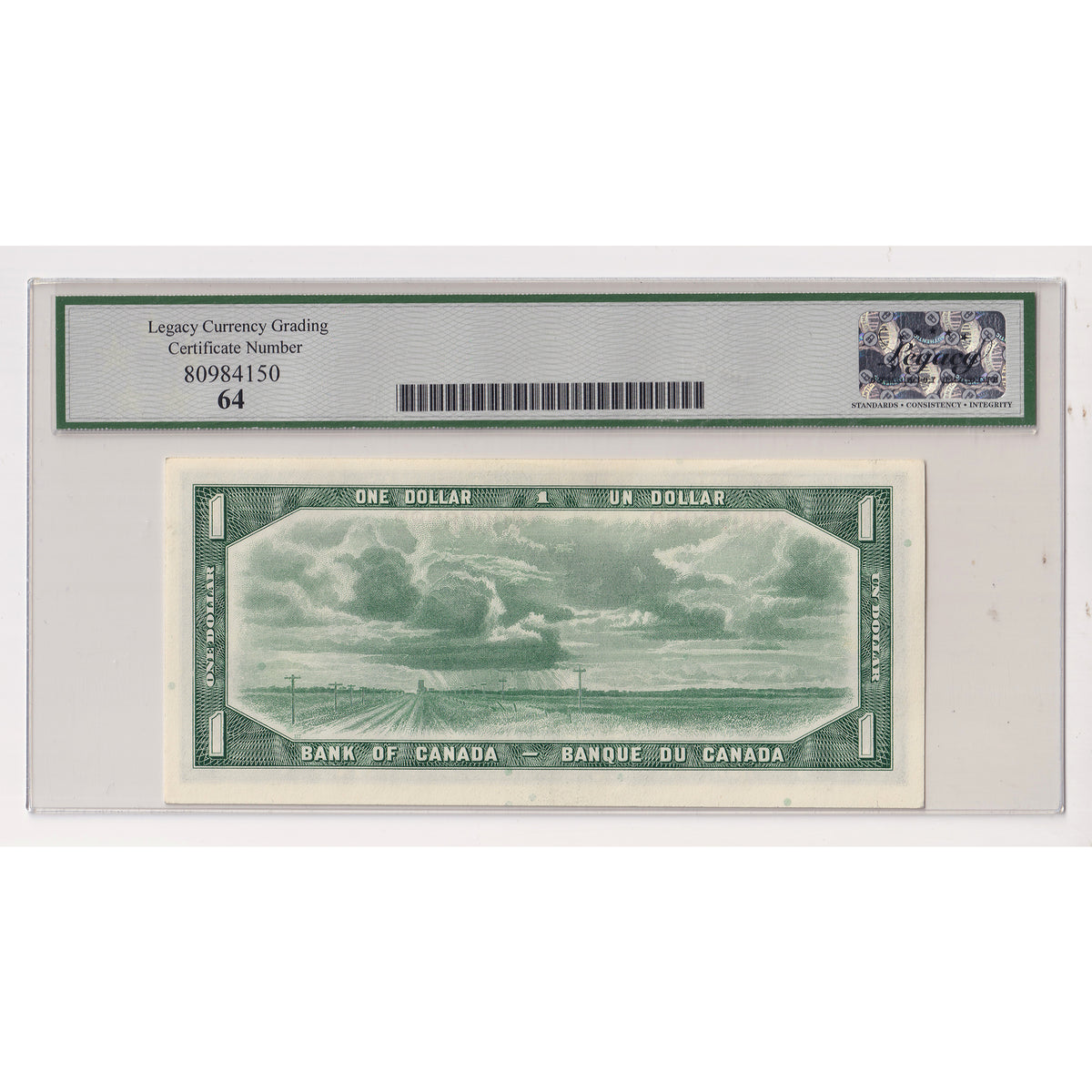 BC-37bA 1954 Canada $1 Beattie-Rasminsky, Replacement, *H/Y Legacy Certified CUNC64