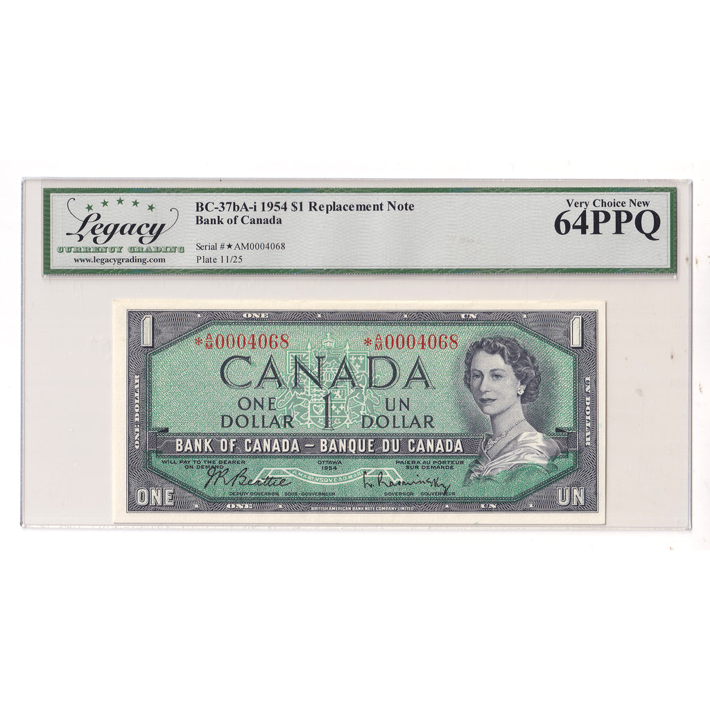 BC-37bA-i 1954 Canada $1 Beattie-Rasminsky, Replacement, *A/M Legacy Certified CUNC64 PPQ