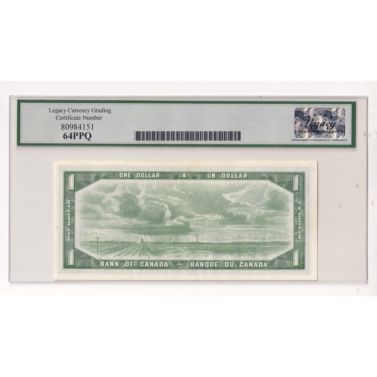 BC-37bA-i 1954 Canada $1 Beattie-Rasminsky, Replacement, *A/M Legacy Certified CUNC64 PPQ