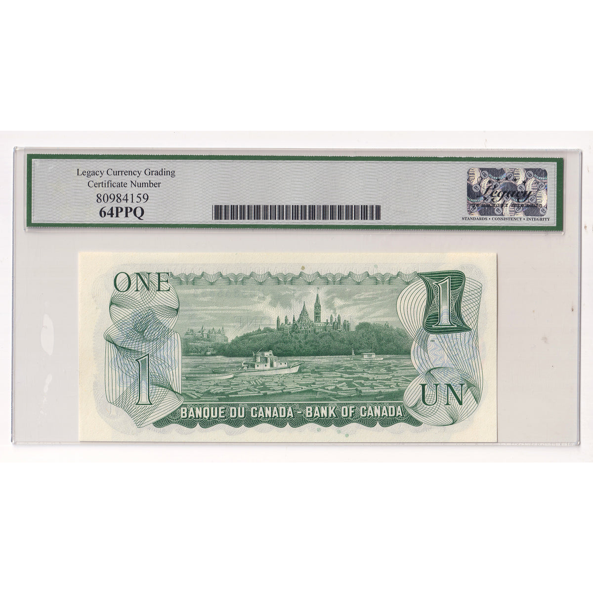 BC-46a 1973 Canada $1 Lawson-Bouey, 4 Digit RADAR MC3865683 Legacy Certified CUNC64 PPQ