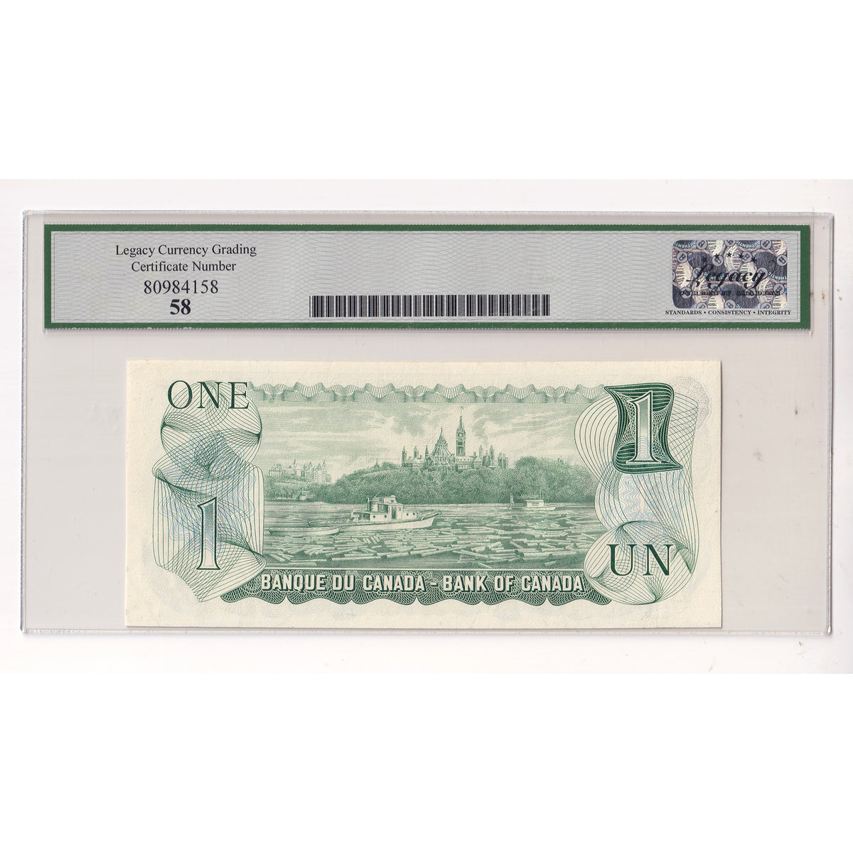 BC-46a 1973 Canada $1 Lawson-Bouey, PA Legacy Certified AU58