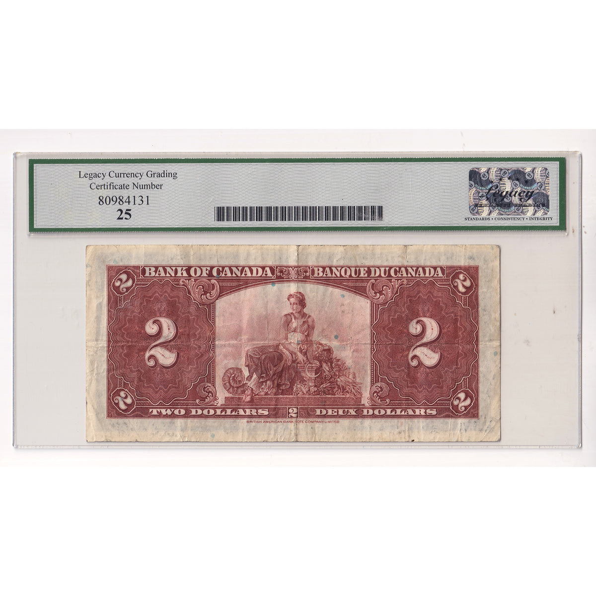 BC-22a 1937 Canada $2 Osborne-Towers, B/B Legacy Certified VF25