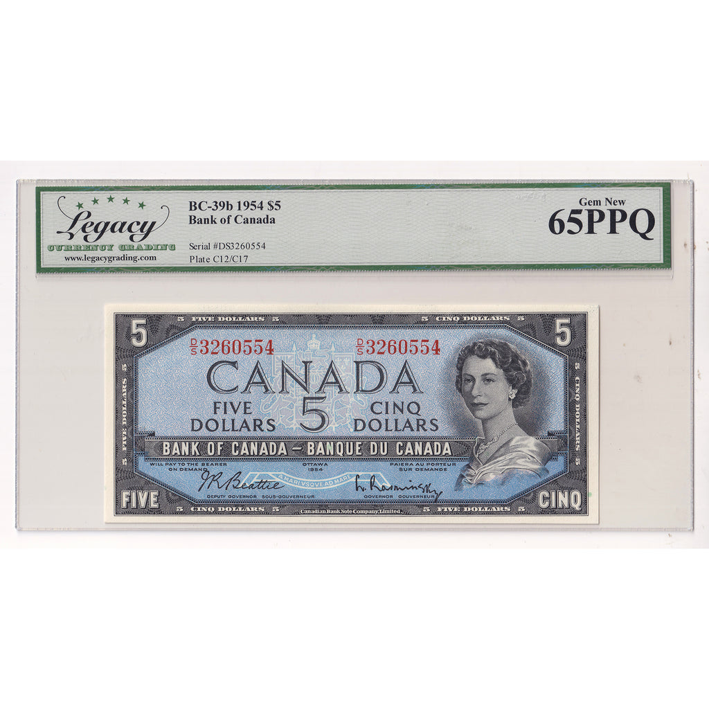 BC-39b 1954 Canada $5 Beattie-Rasminsky, D/S Legacy Certified GUNC65 PPQ
