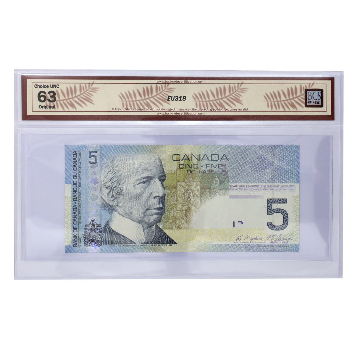 BC-67b-N1-iii 2006 Canada $5 J-C, 2009, RADAR AAF2871782 BCS Certified CUNC63 Original
