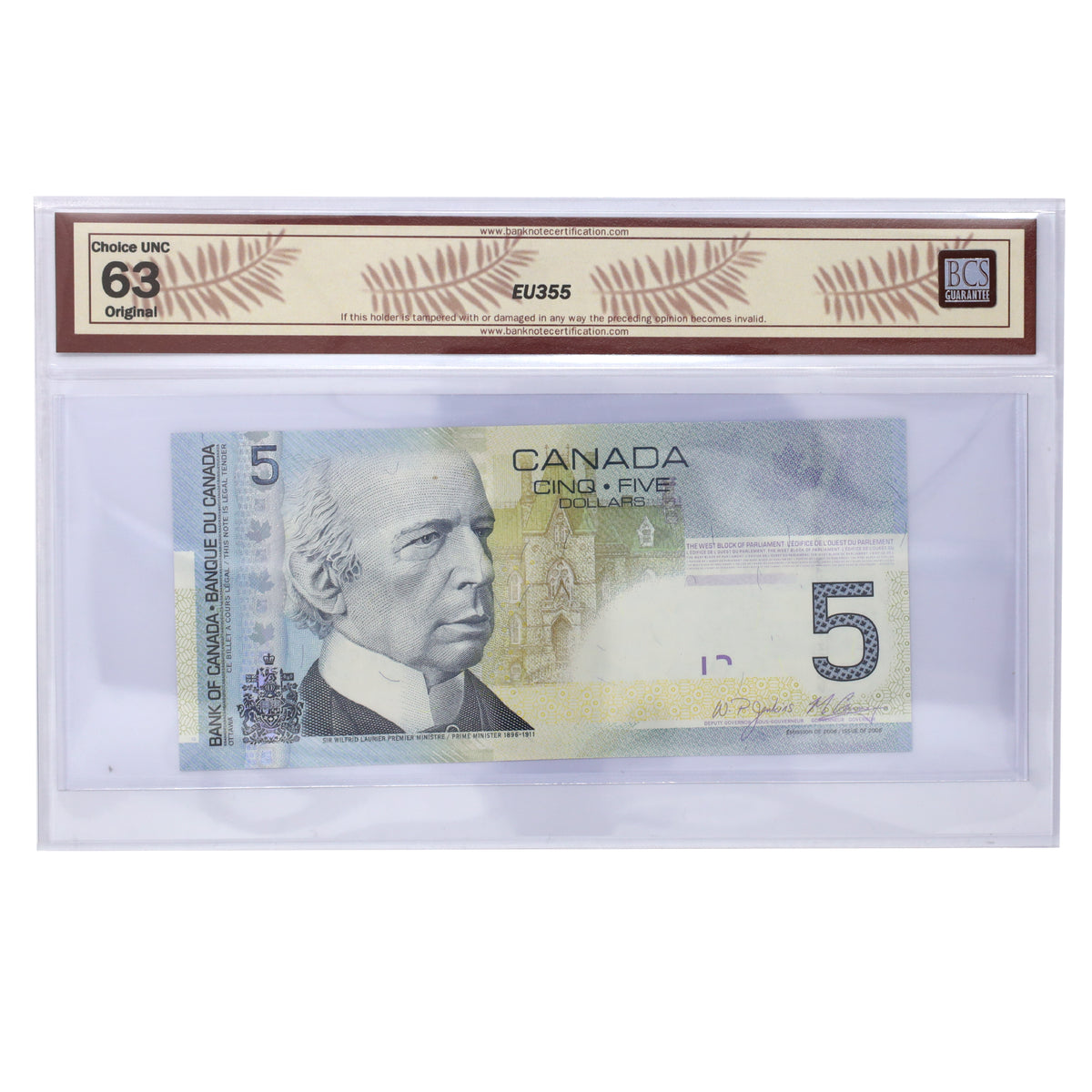 BC-67b-N1-iii 2006 Canada $5 J-C, 2010, RADAR HAC5485845 BCS Certified CUNC63 Original