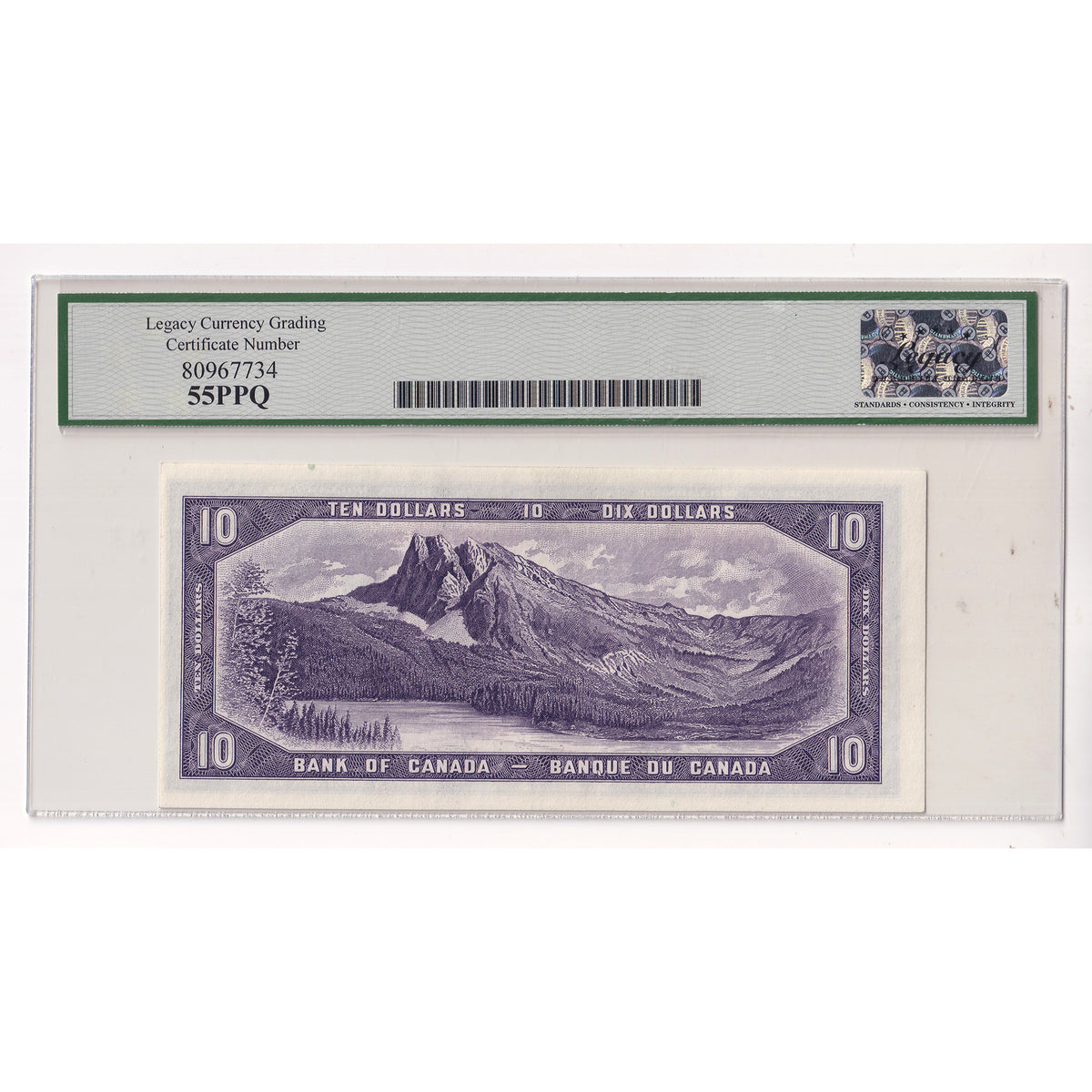 BC-32a 1954 Canada $10 Coyne-Towers, Devil's Face, A/D Legacy Certified AU55 PPQ