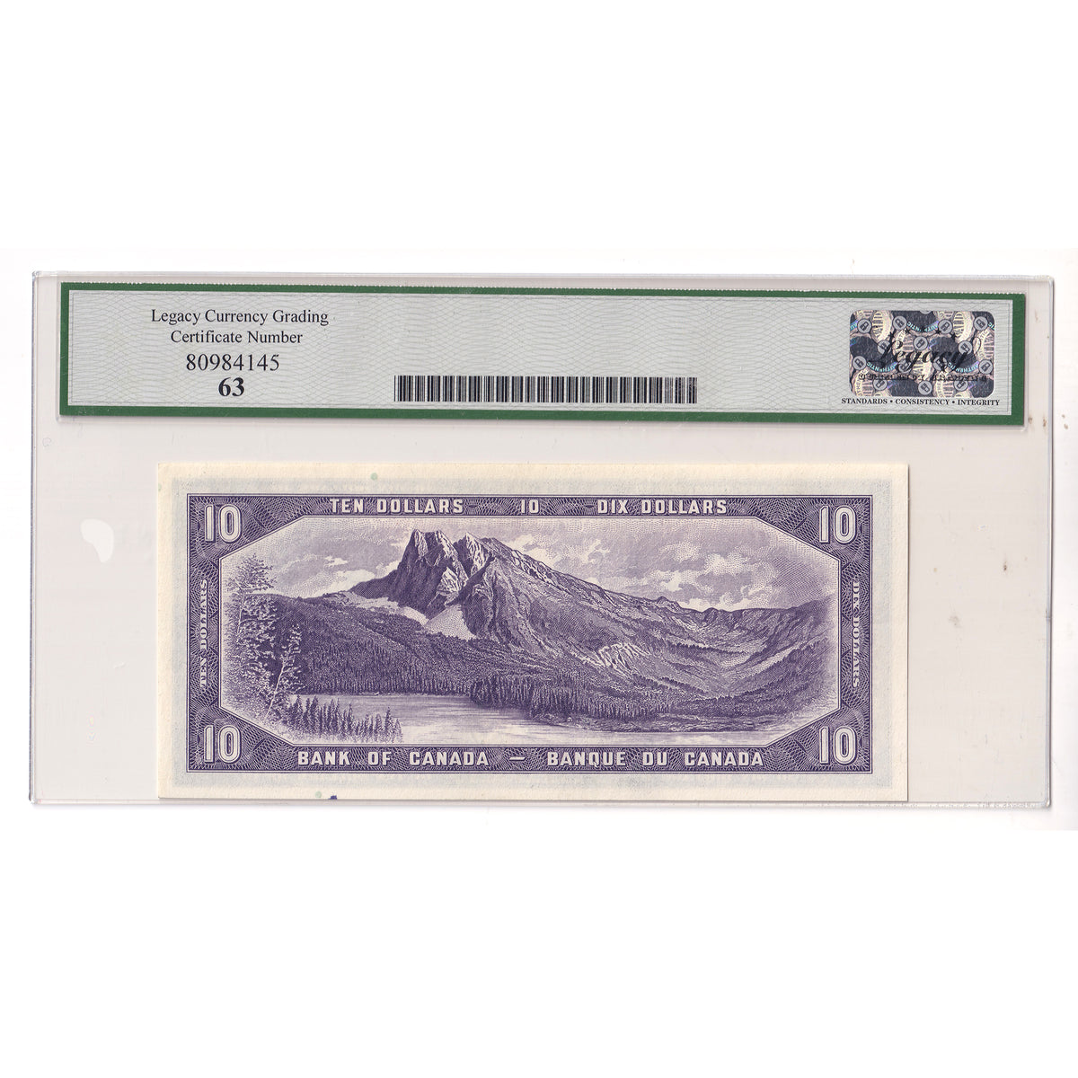 BC-32a 1954 Canada $10 Coyne-Towers, Devil's Face, B/D Legacy Certified CUNC63