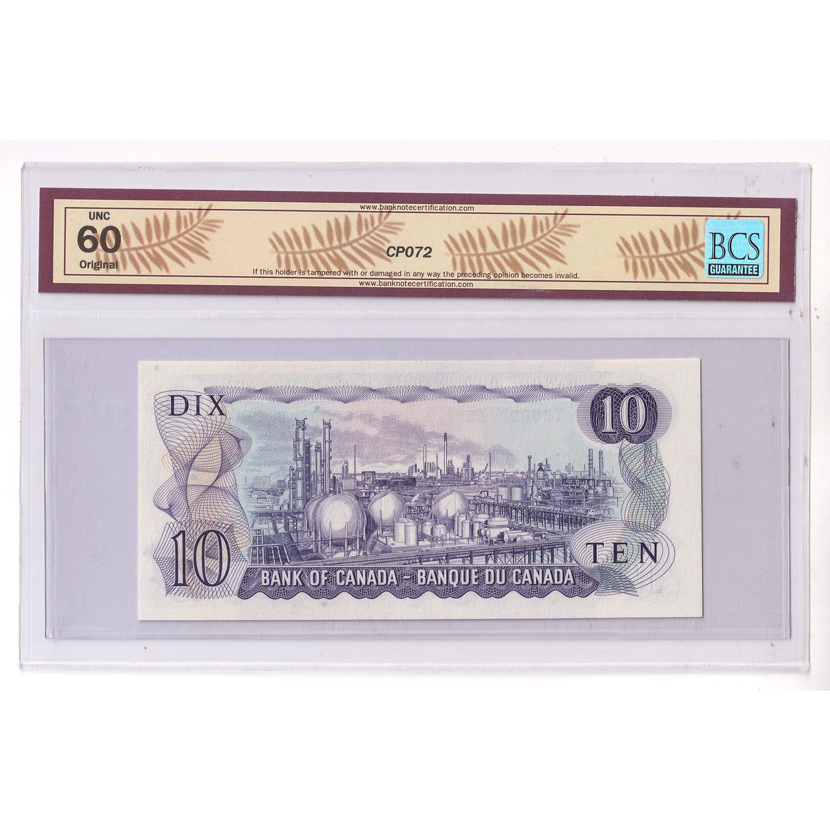 BC-49c-N5-iv 1971 Canada $10 L-B, 2 Letter, Low Serial # TK0000665 BCS Cert. UNC60 Orig.