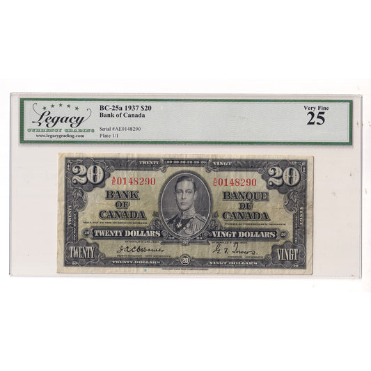BC-25a 1937 Canada $20 Osborne-Towers, A/E Legacy Certified VF25