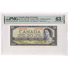 BC-41b 1954 Canada $20 Beattie-Rasminsky, Modified Portrait, PMG Certified CUNC63 EPQ