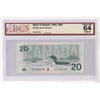 BC-58b 1991 Canada $20 Bonin-Thiessen, EVJ BCS Certified CUNC64 Original