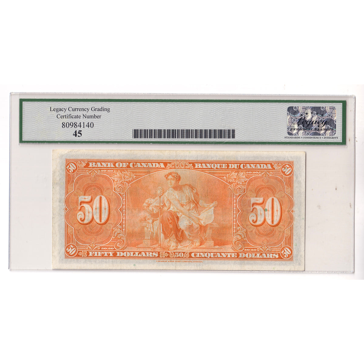 BC-26c 1937 Canada $50 Coyne-Towers, B/H Legacy Certified EF45