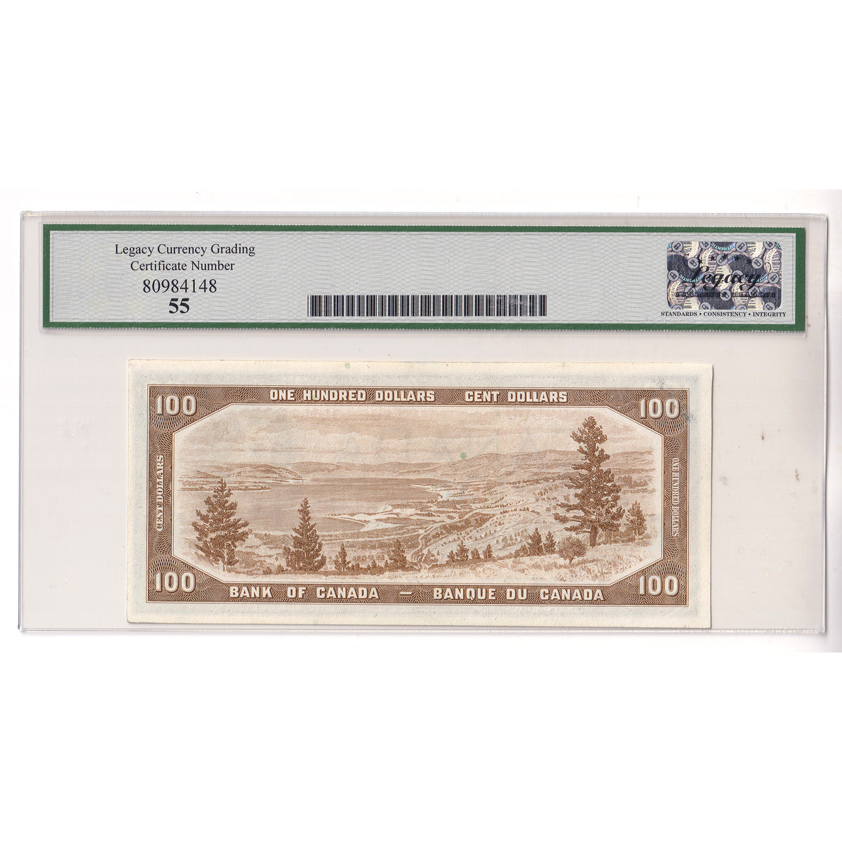 BC-35a 1954 Canada $100 Coyne-Towers, Devil's Face, A/J Legacy Certified AU55