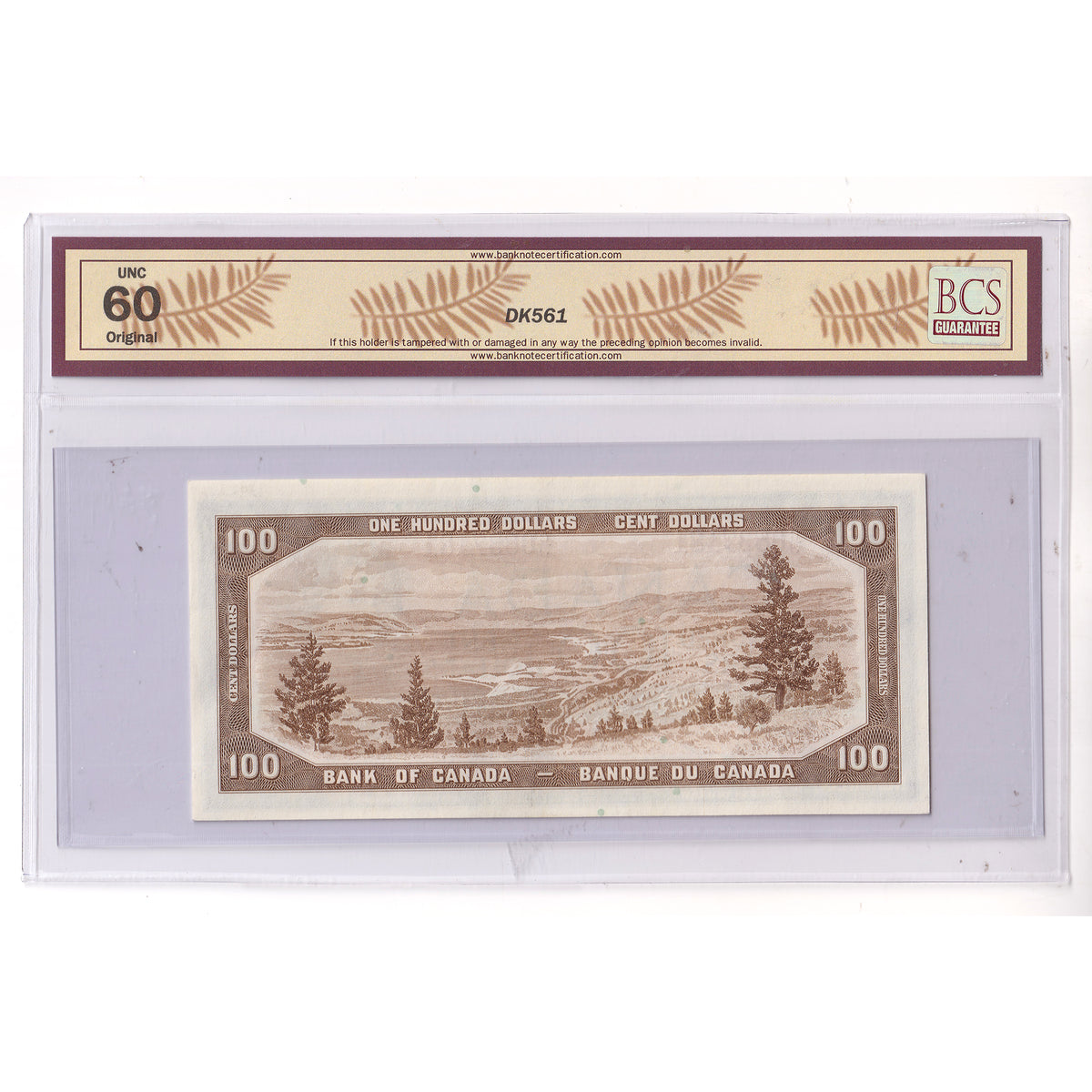 BC-43c 1954 Canada $100 Lawson-Bouey, Modified Portrait, C/J BCS Certified UNC60 Original