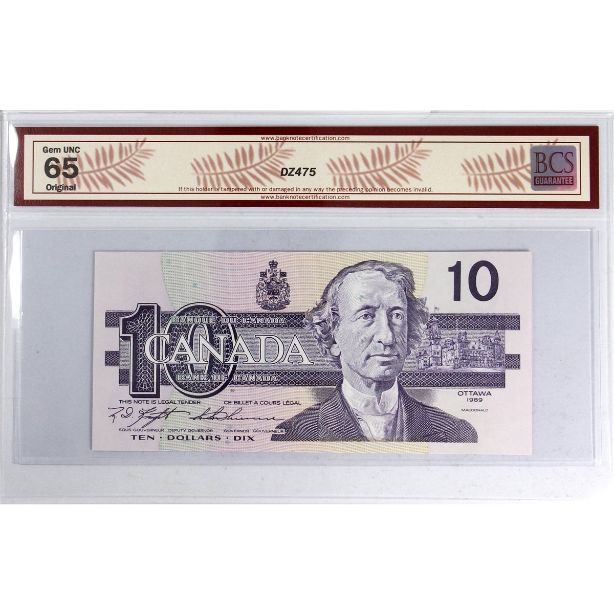 BC-57c 1989 Canada $10 Knight-Thiessen, Circulation Issue, BEH BCS Certified GUNC65 Orig.