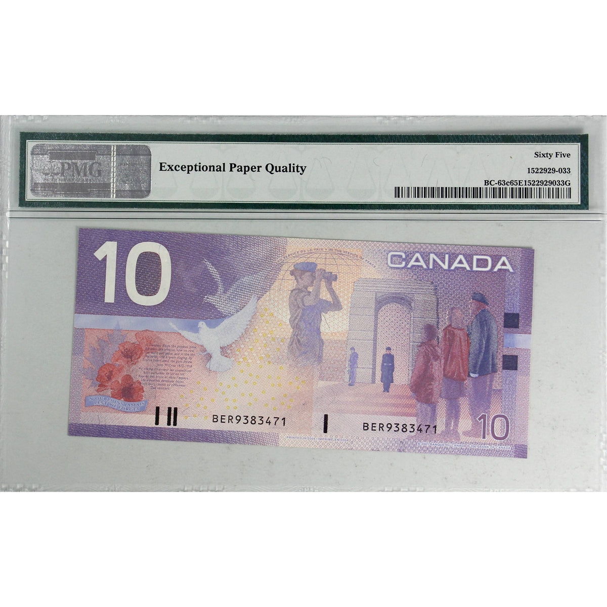 BC-63c 2003-04 Canada $10 Jenkins-Dodge, BER PMG Certified GUNC65 EPQ