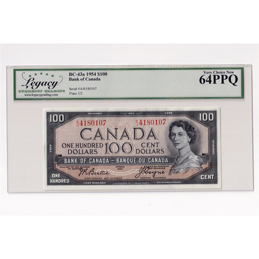 BC-43a 1954 Canada $100 Beattie-Coyne, A/J, Legacy Certified CUNC64 PPQ