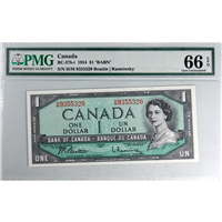 BC-37b-i 1954 Canada $1 Beattie-Rasminsky, H/M, PMG Certified GUNC66 EPQ