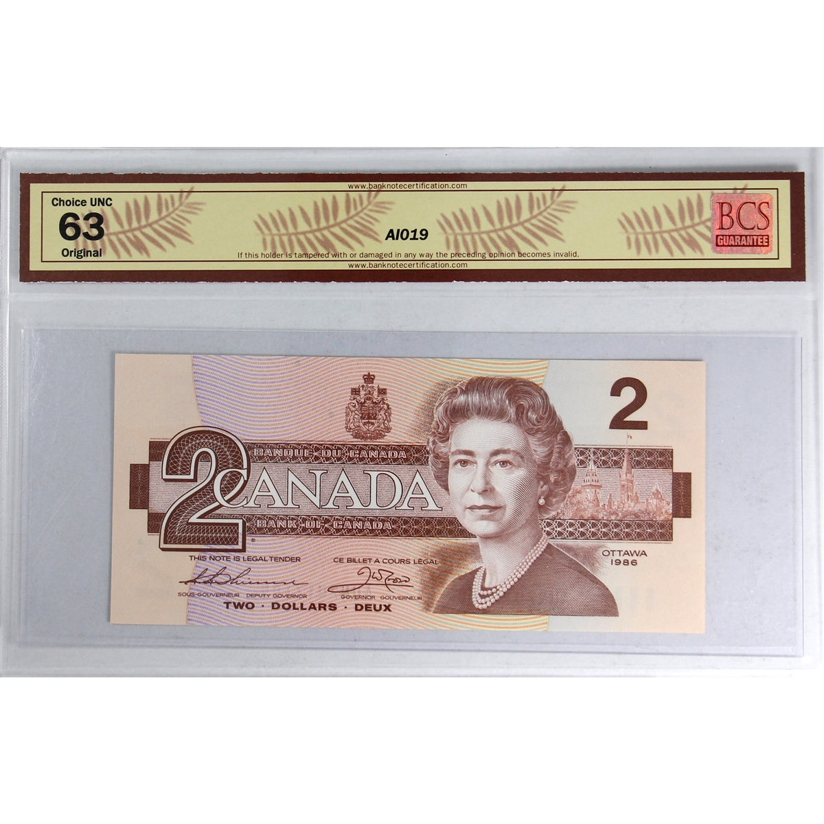BC-55b 1986 Canada $2 Thiessen-Crow, Changeover, AUN BCS Certified CUNC63 Original