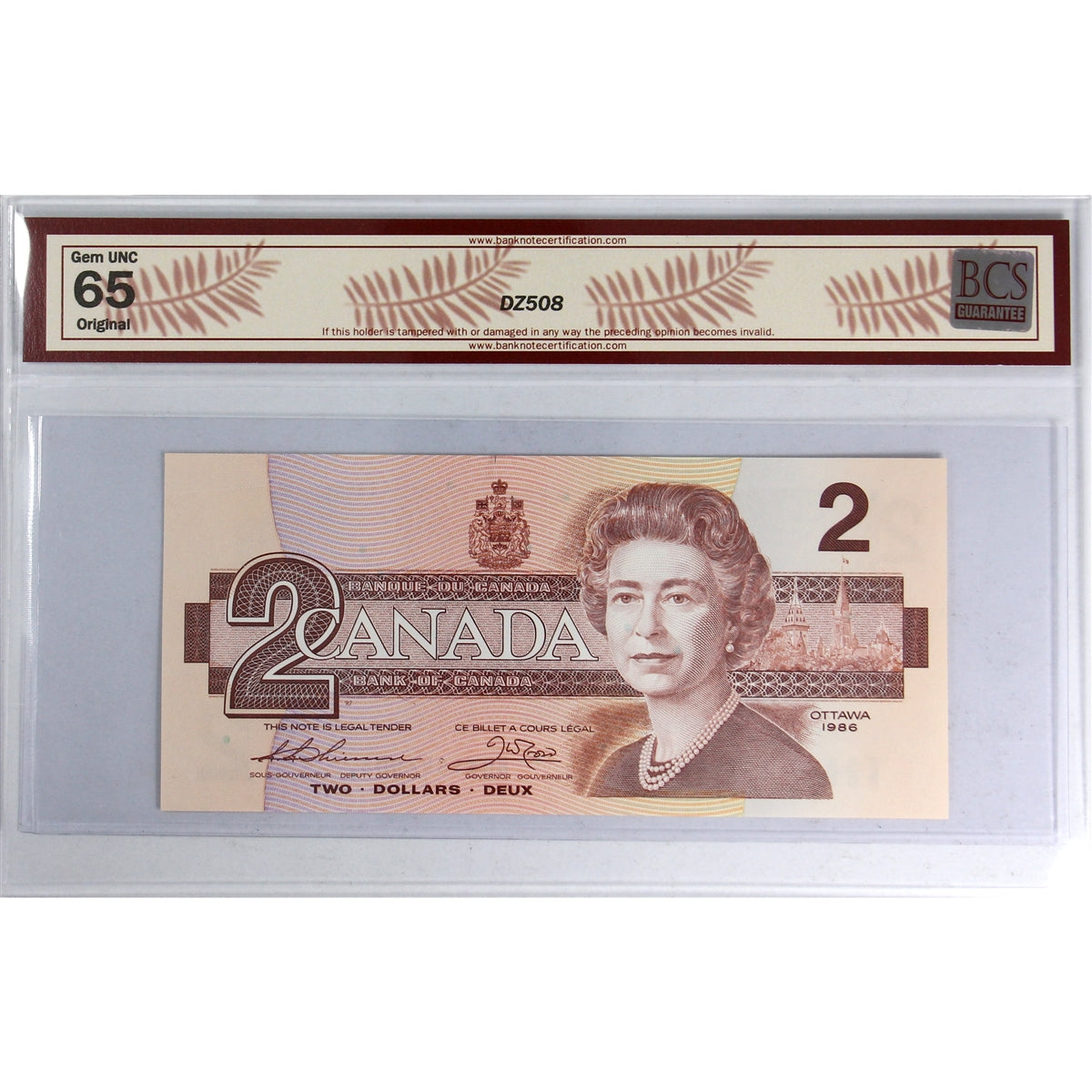 BC-55bA 1986 Canada $2 Thiessen-Crow, BRX BCS Certified GUNC65 Original
