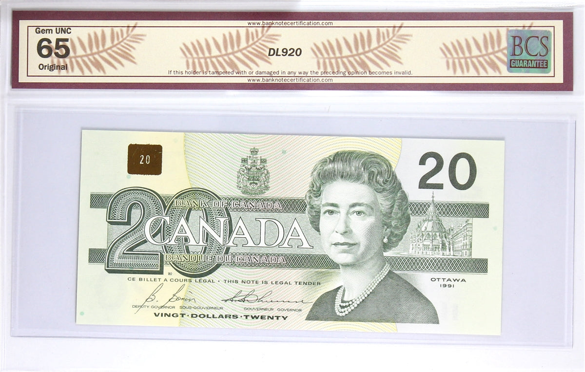 BC-58bA-i 1991 Canada $20 Bonin-Thiessen, Replacement, AIX, BCS Cert GUNC65 Original
