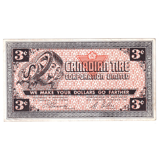 G2-C1 1962 Canadian Tire Coupon 3 Cents Extra Fine