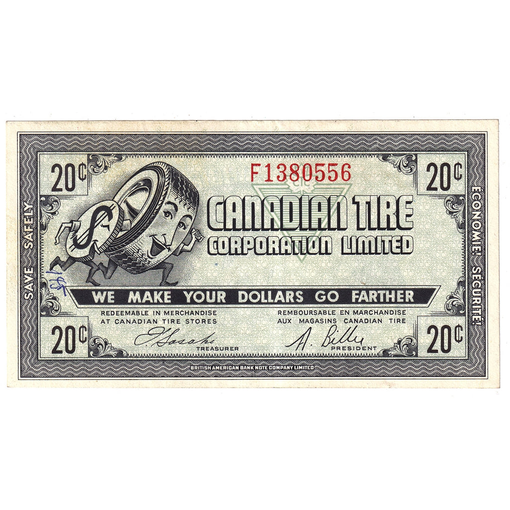 G7-D-F2  Narrow Font 1972 Canadian Tire Coupon 20 Cents Extra Fine